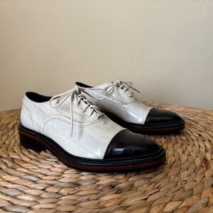 LANVIN / made in Italy / eel skin leather / FW / Oxford / lace up / 37 EU / 7 US